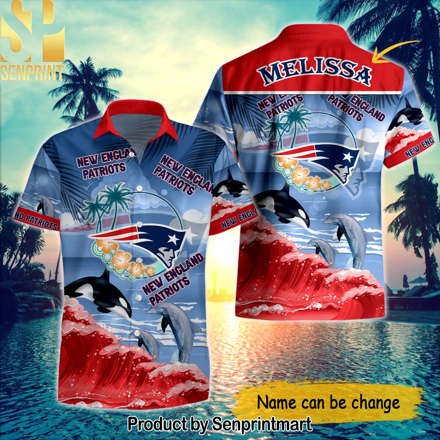 Custom Name New England Patriots National Football League Summer Beach For Fan Full Printing Hawaiian Shirt