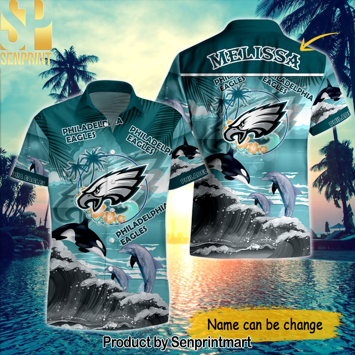 Custom Name Philadelphia Eagles National Football League Summer Beach For Fan All Over Print Hawaiian Shirt