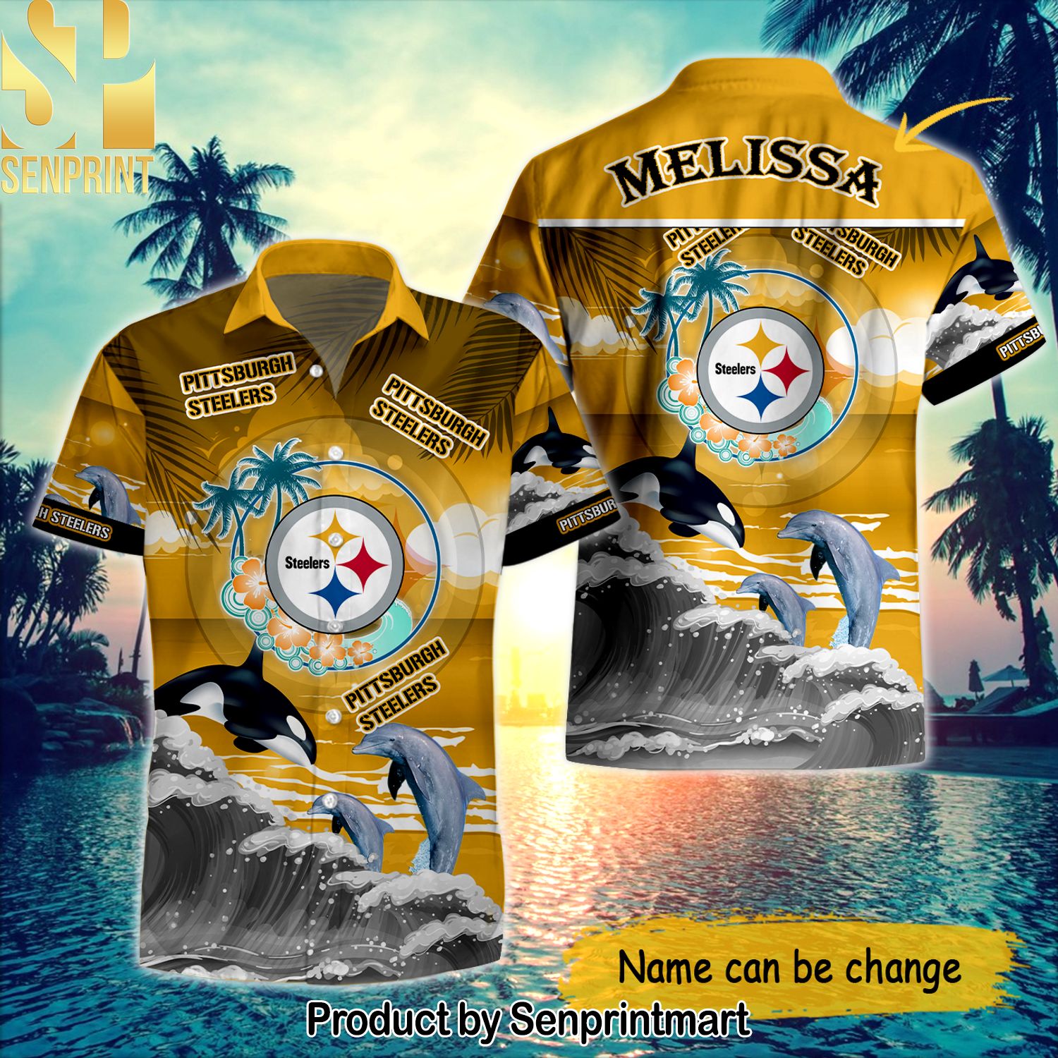 Custom Name Pittsburgh Steelers National Football League Summer Beach For Fan All Over Printed Hawaiian Shirt