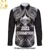 Custom New Zealand Rugby Long Sleeve Black Haka Dance With NZ Champions History Hot Outfit Hawaiian Print Aloha Button Down Short Sleeve Shirt