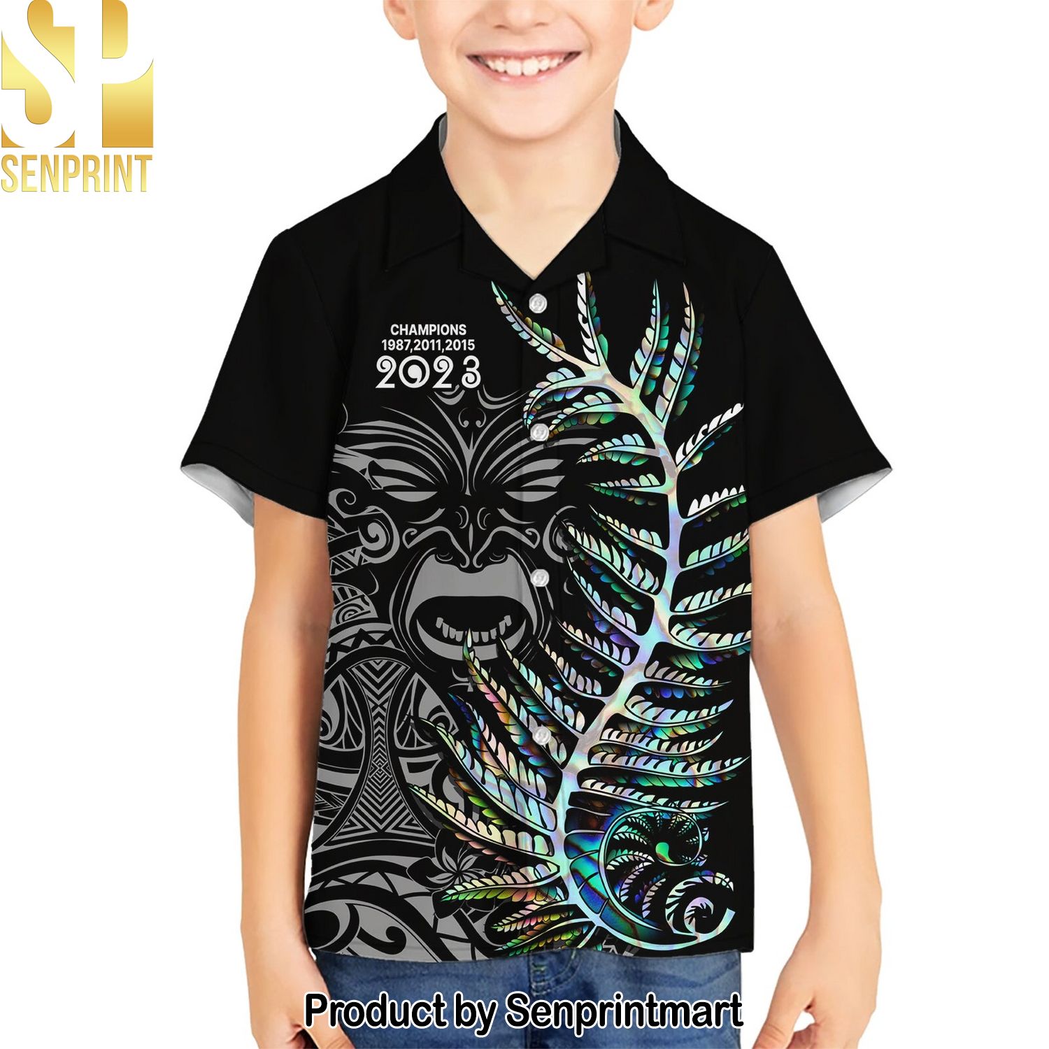 Custom New Zealand Rugby NZ Black Fern Champions History With Papua Shell 3D All Over Print Hawaiian Print Aloha Button Down Short Sleeve Shirt