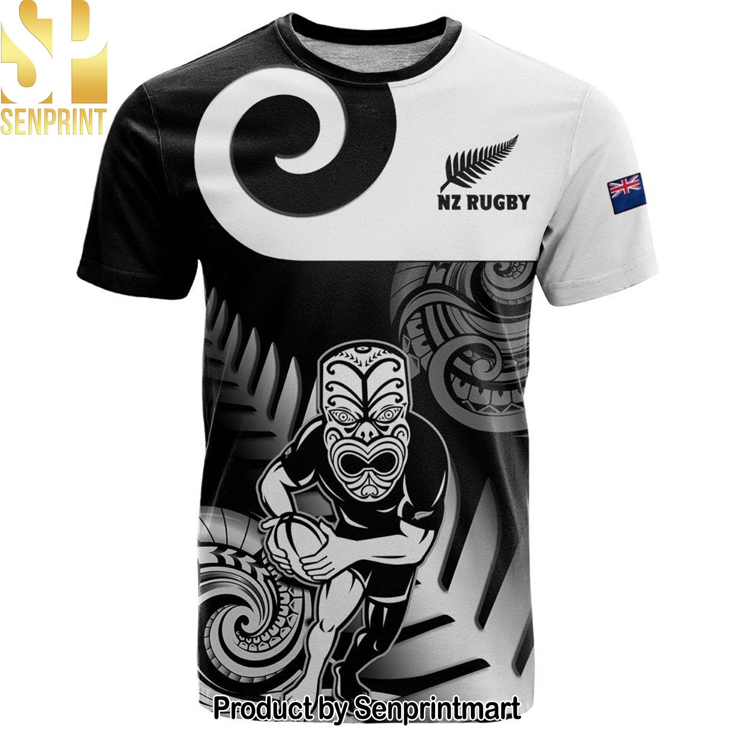 Custom New Zealand Silver Fern Rugby Go Champions NZ All Black Maori Koru New Fashion Full Printed Hawaiian Print Aloha Button Down Short Sleeve Shirt