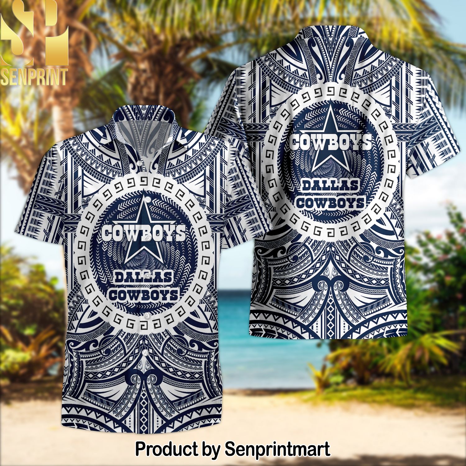 Dallas Cowboys National Football League Polynesian Tattoo For Fans Full Printed Hawaiian Shirt