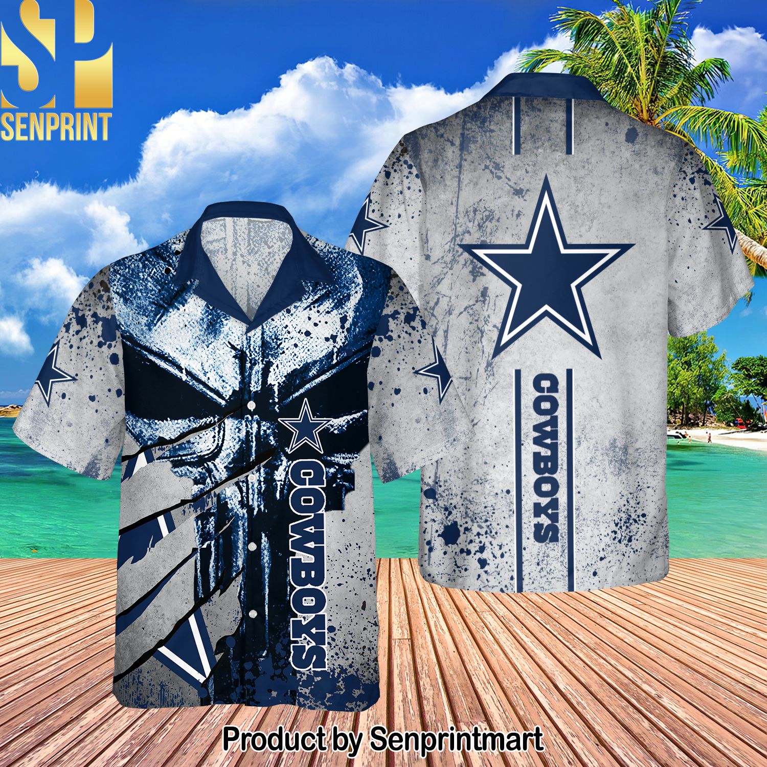 Dallas Cowboys Punisher Skull Full Printed Hawaiian Shirt