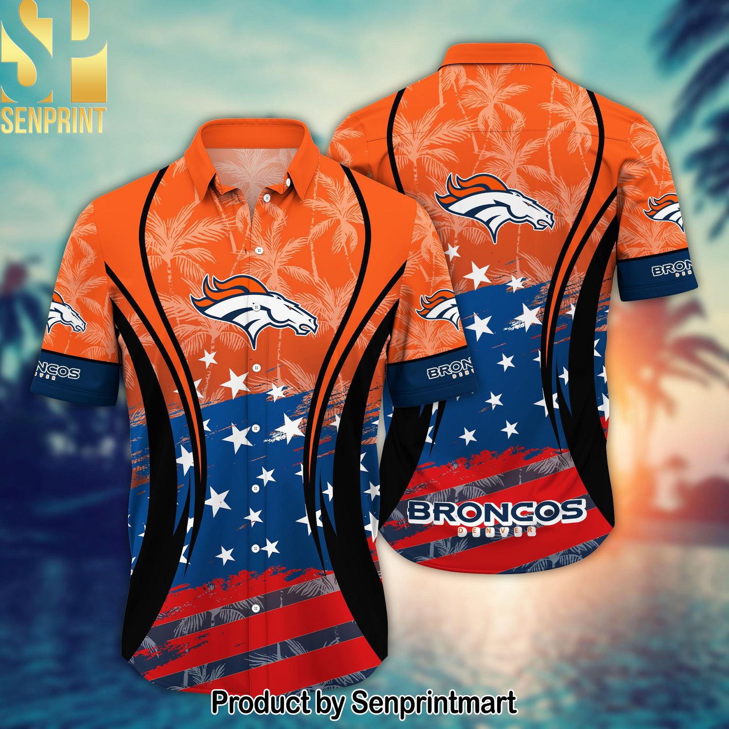 Denver Broncos National Football League Summer 4th Of July USA Flag For Fan Full Printing Hawaiian Shirt