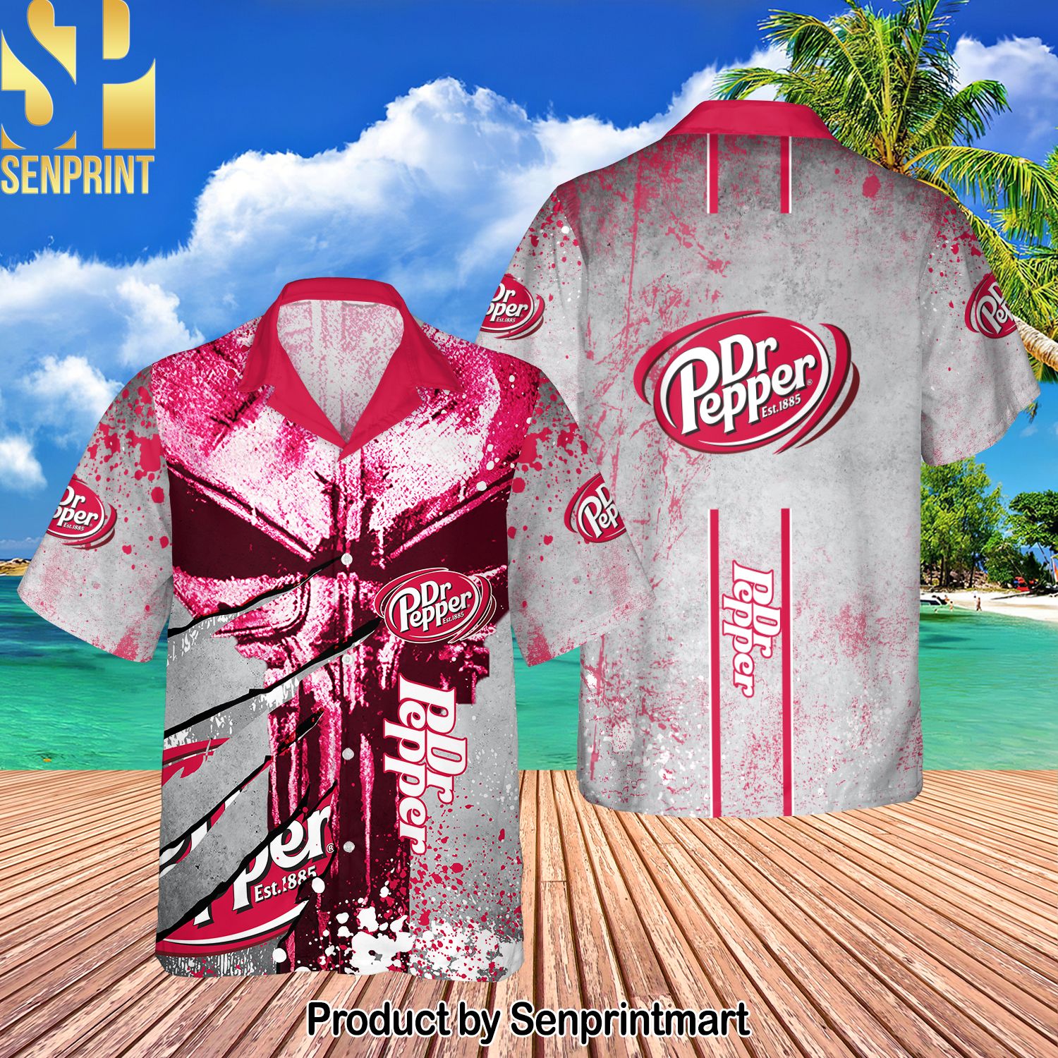 Dr Pepper Skull For Sport Fan Full Printing Hawaiian Shirt