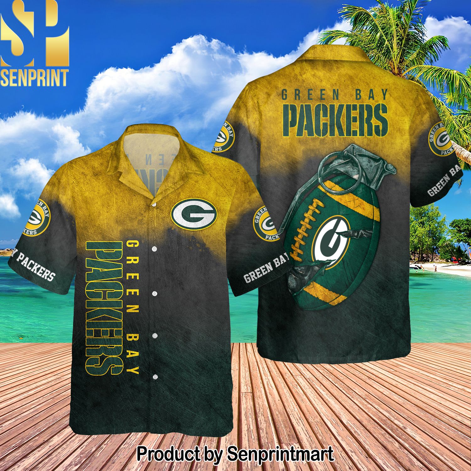 Green Bay Packers National Football League Gernade For Sport Fans All Over Print Hawaiian Shirt