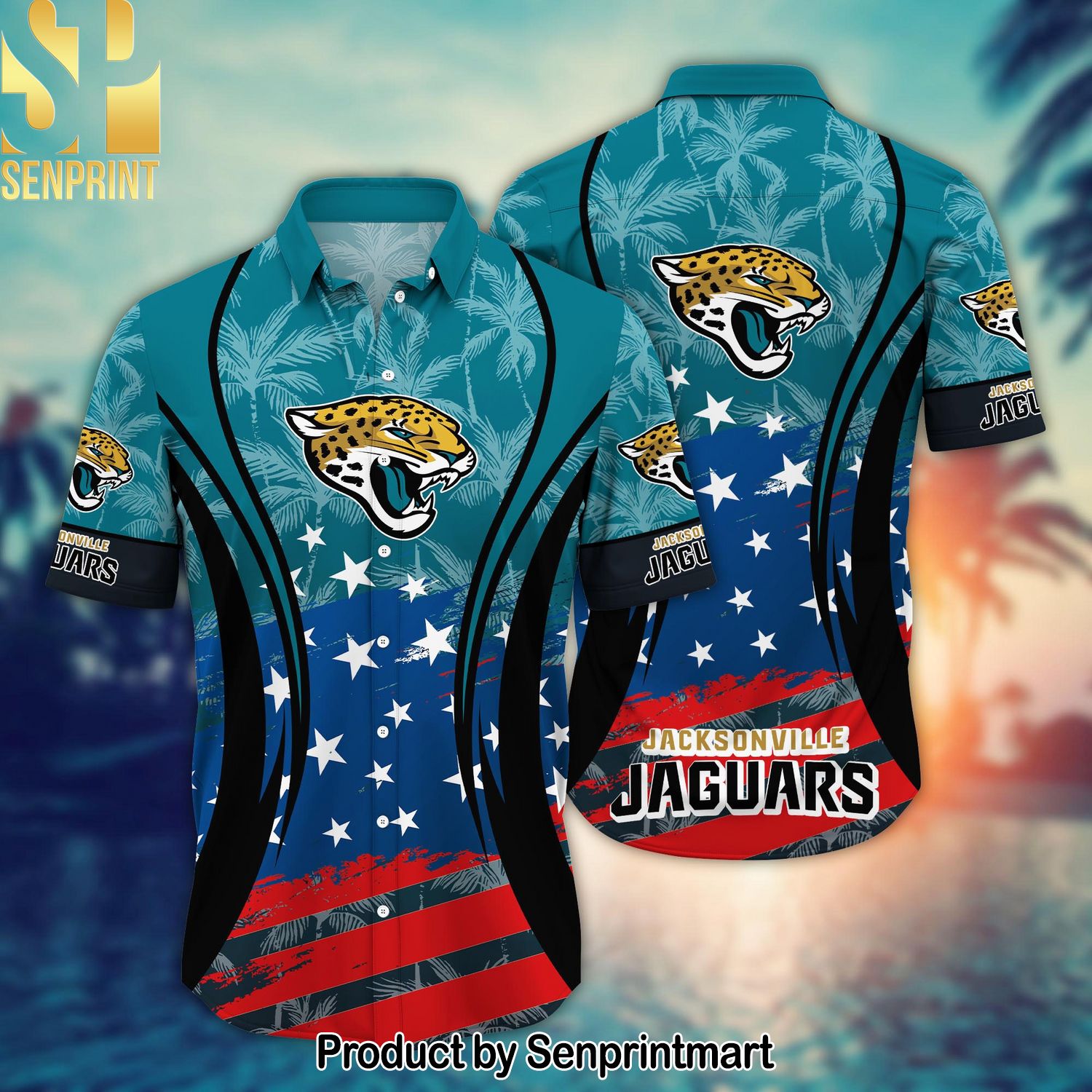 Jacksonville Jaguars National Football League Summer 4th Of July USA Flag For Sport Fan 3D Hawaiian Shirt