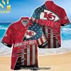 Kansas City Chiefs Classic All Over Print Hawaiian Print Aloha Button Down Short Sleeve Shirt