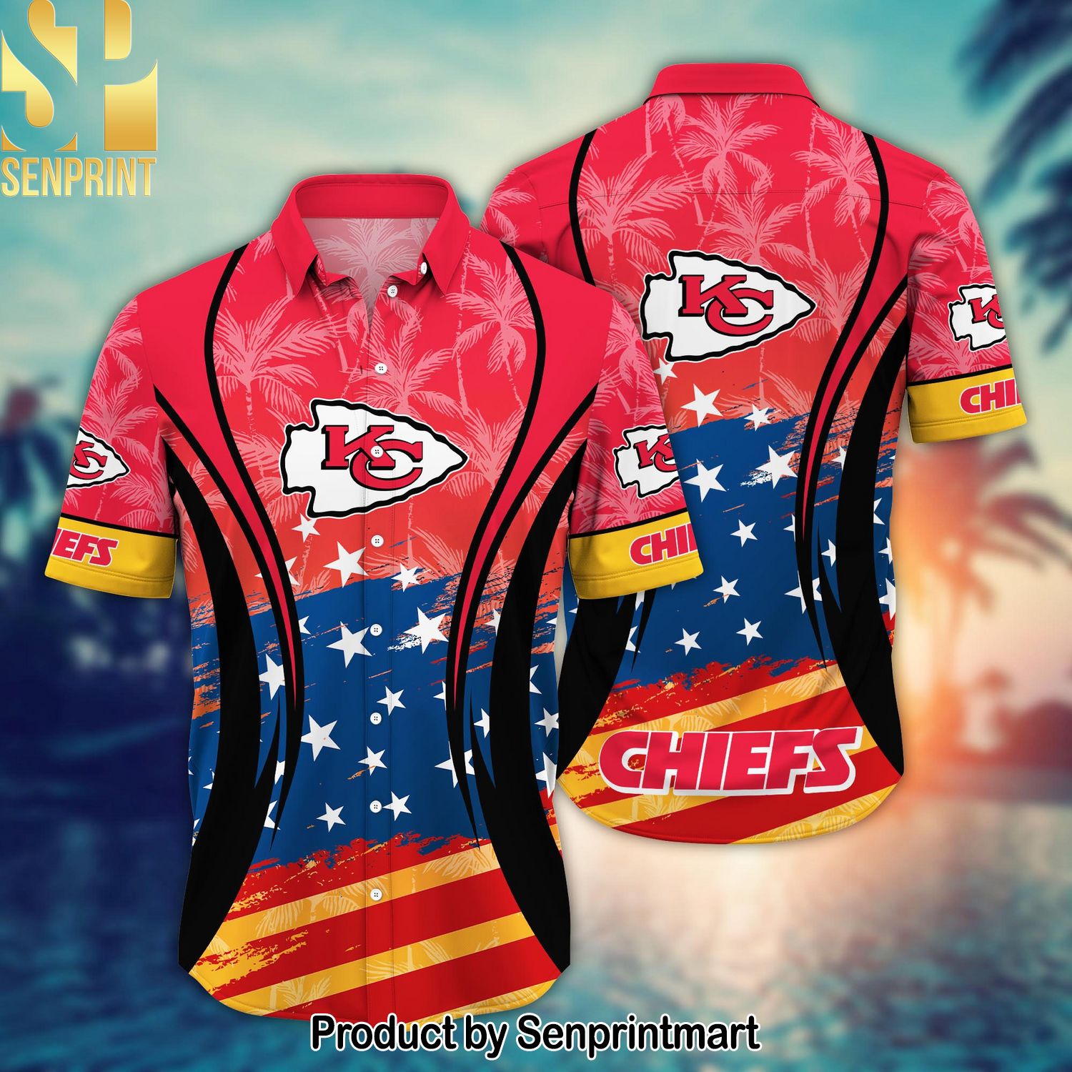 Kansas City Chiefs National Football League Summer 4th Of July USA Flag For Sport Fans All Over Print Hawaiian Shirt