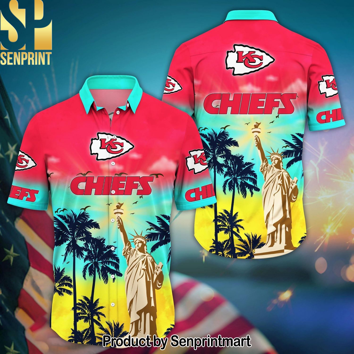 Kansas City Chiefs NFL Flower Summer Football 3D Full Print Hawaiian Print Aloha Button Down Short Sleeve Shirt