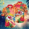 Kansas City Chiefs NFL Flower Summer Football All Over Print Classic Hawaiian Print Aloha Button Down Short Sleeve Shirt
