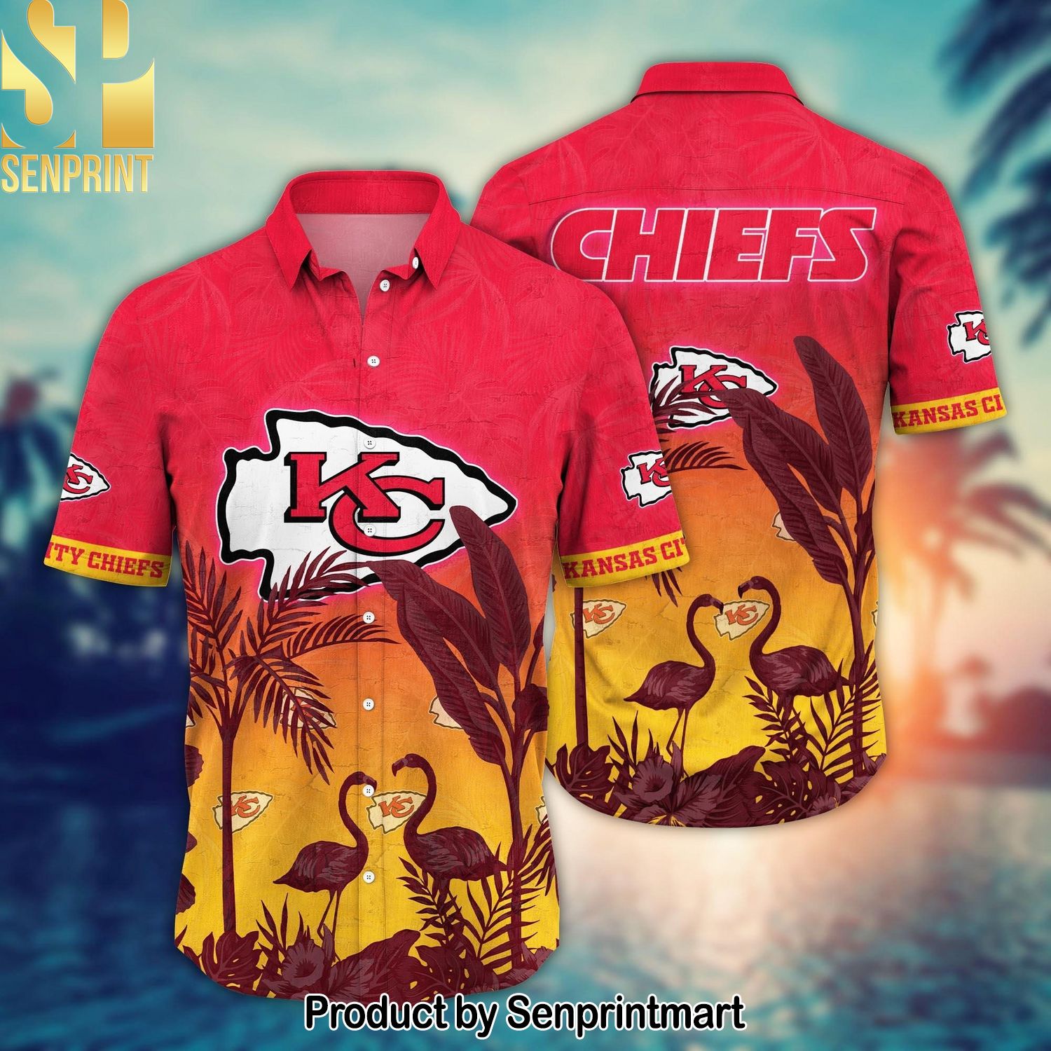 Kansas City Chiefs NFL Flower Summer Football Combo Full Printing Hawaiian Print Aloha Button Down Short Sleeve Shirt
