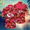 Kansas City Chiefs NFL Flower Summer Football Full Printed Hawaiian Print Aloha Button Down Short Sleeve Shirt