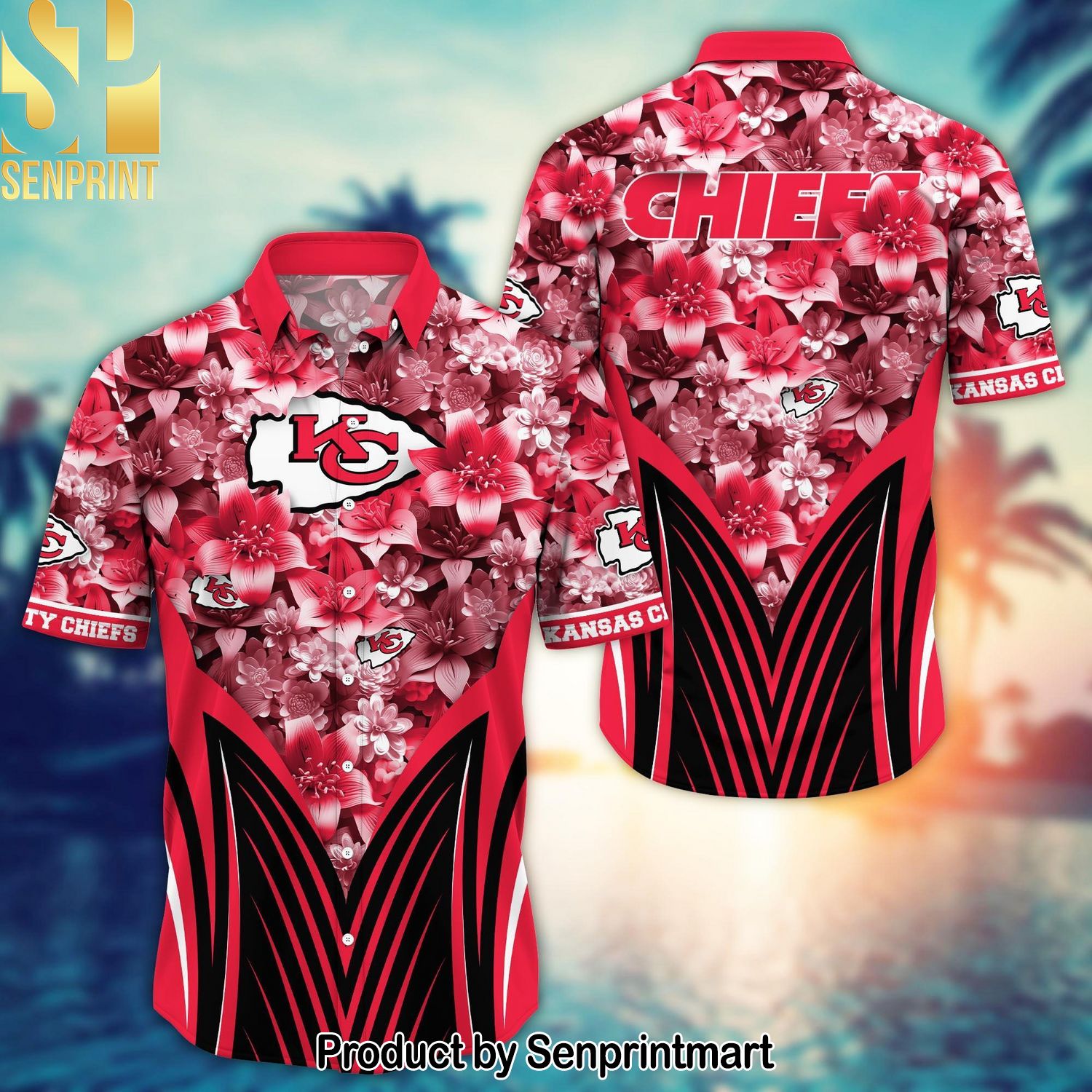 Kansas City Chiefs NFL New Fashion Hawaiian Print Aloha Button Down Short Sleeve Shirt
