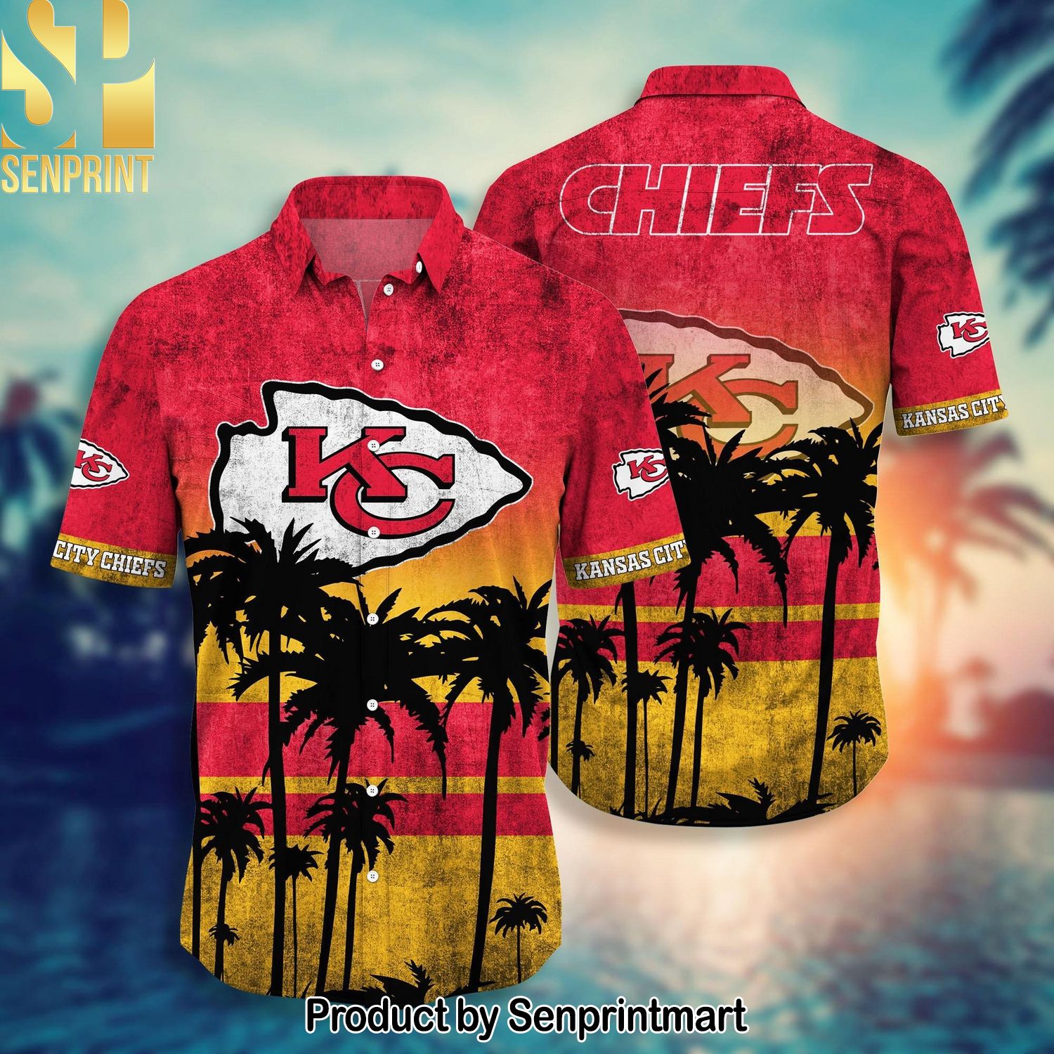 Kansas City Chiefs Short Style Hot Trending Summer All Over Print 3D Hawaiian Print Aloha Button Down Short Sleeve Shirt