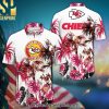Kansas City Chiefs Street Style Hawaiian Print Aloha Button Down Short Sleeve Shirt