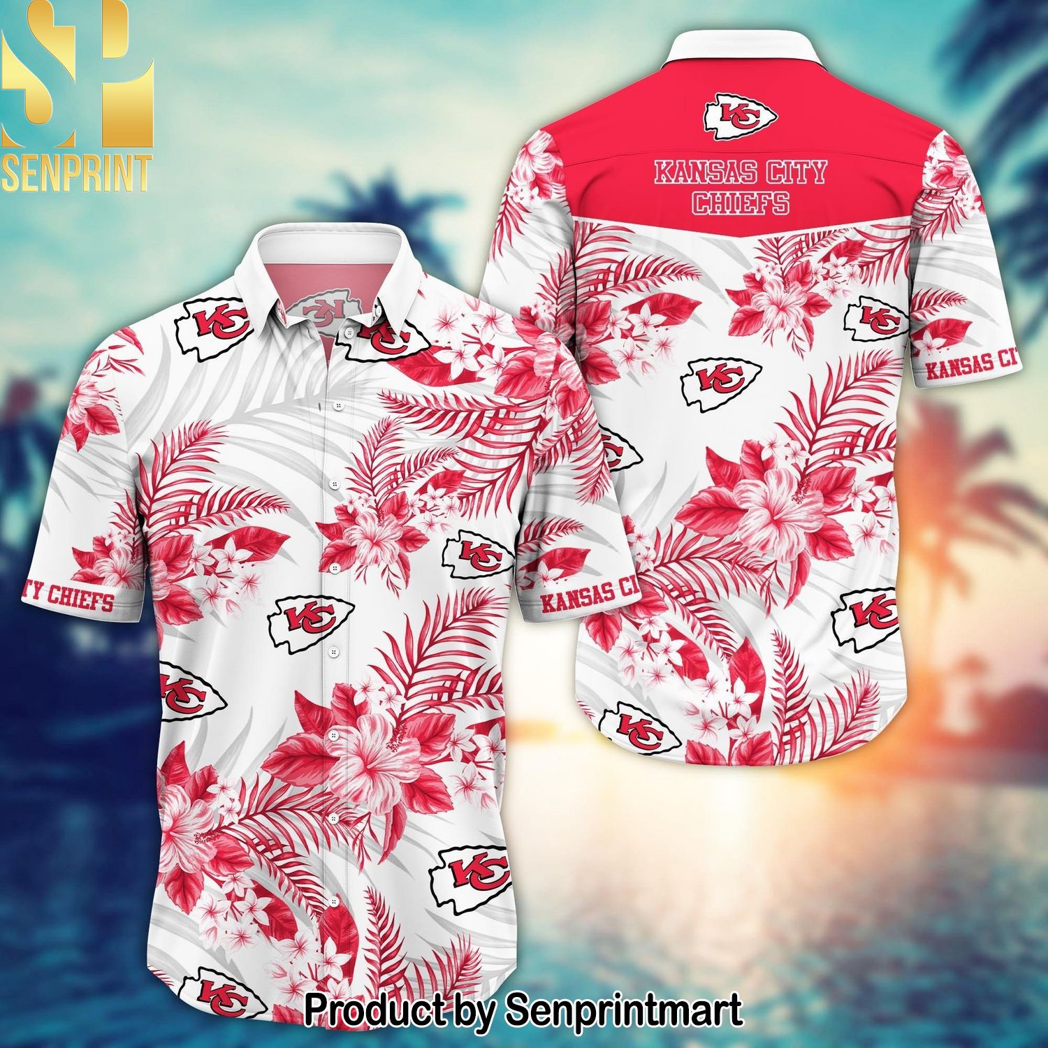 Kansas City Chiefs Trending Aloha High Fashion Full Printing Hawaiian Print Aloha Button Down Short Sleeve Shirt
