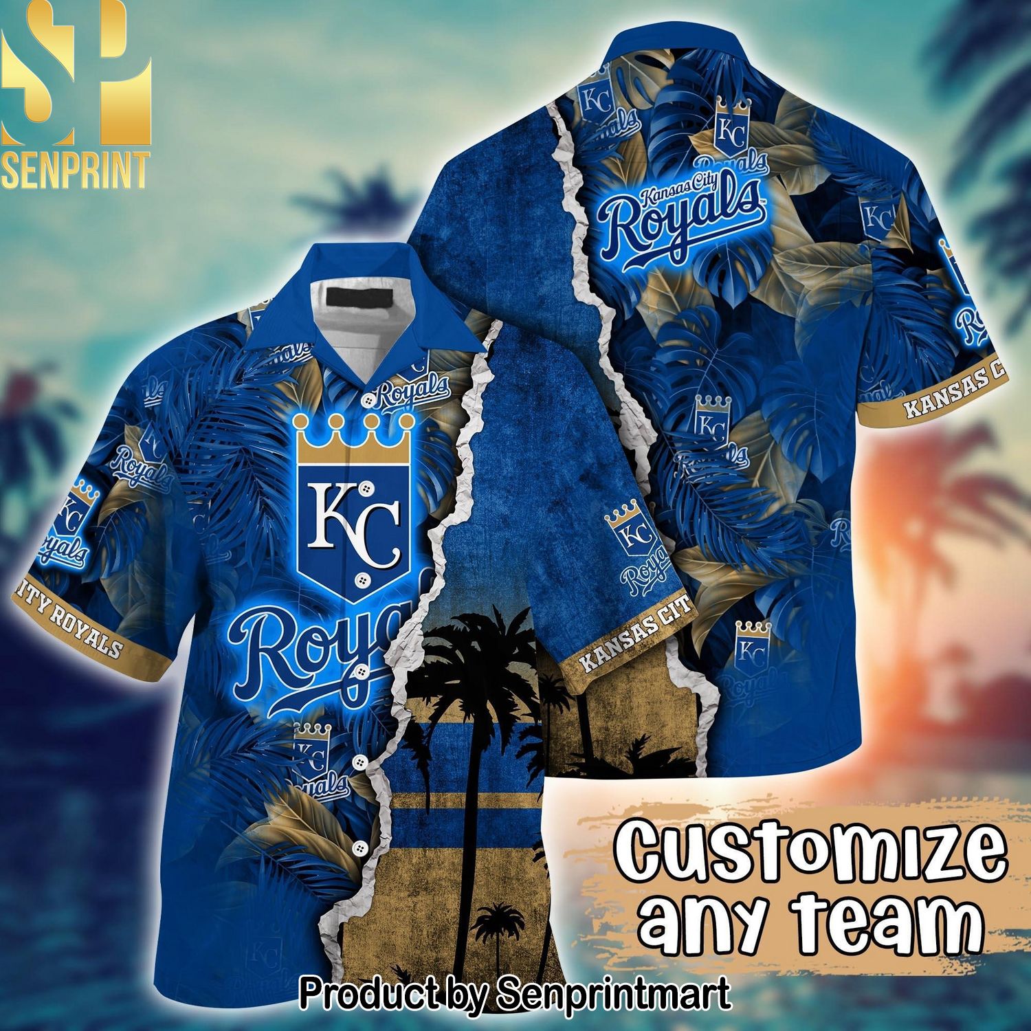 Kansas City Royals MLB Flower Custom Summer Football 3D Full Printed Hawaiian Print Aloha Button Down Short Sleeve Shirt