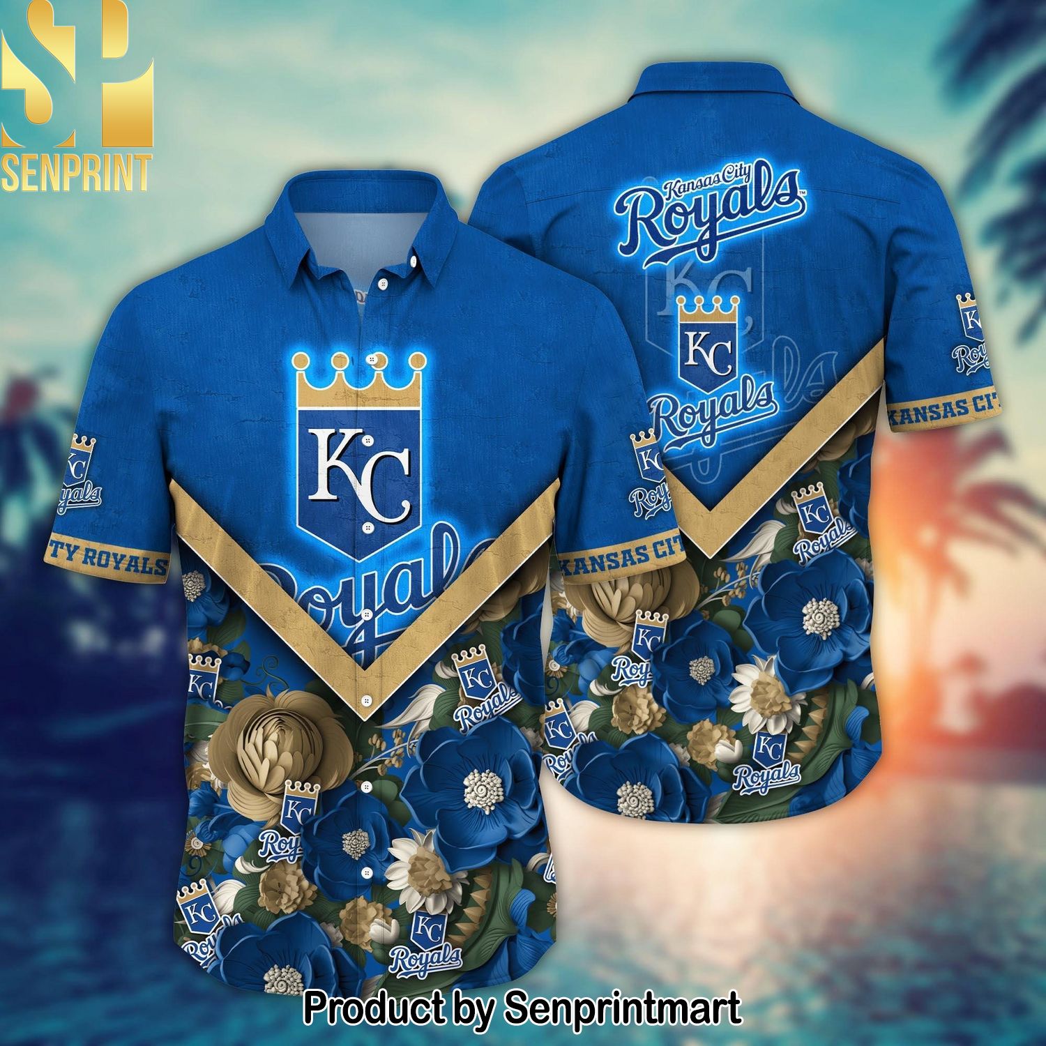 Kansas City Royals MLB Flower Custom Summer Football Unisex Hawaiian Print Aloha Button Down Short Sleeve Shirt