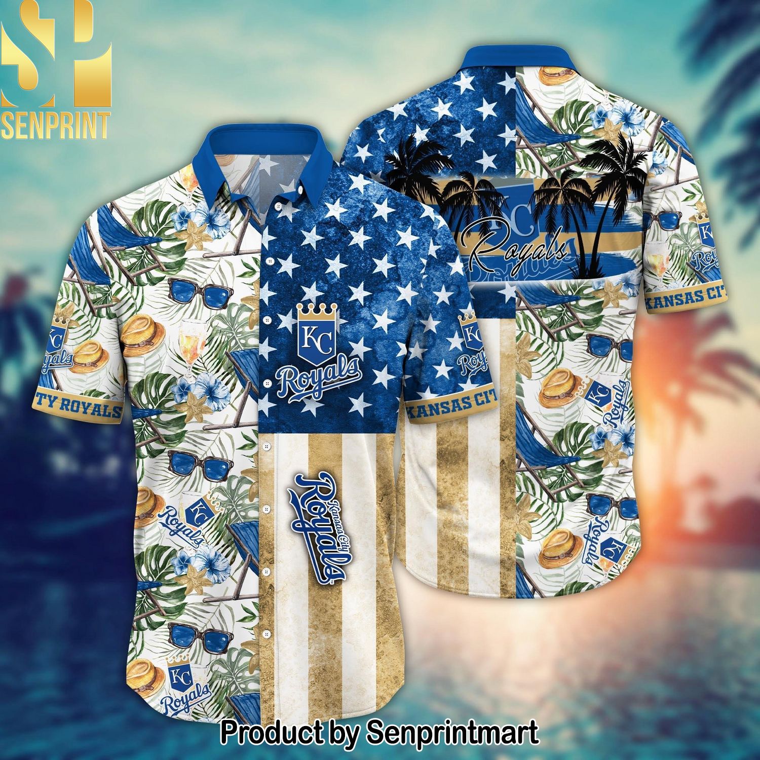 Kansas City Royals MLB Flower Summer Football 3D All Over Print Hawaiian Print Aloha Button Down Short Sleeve Shirt