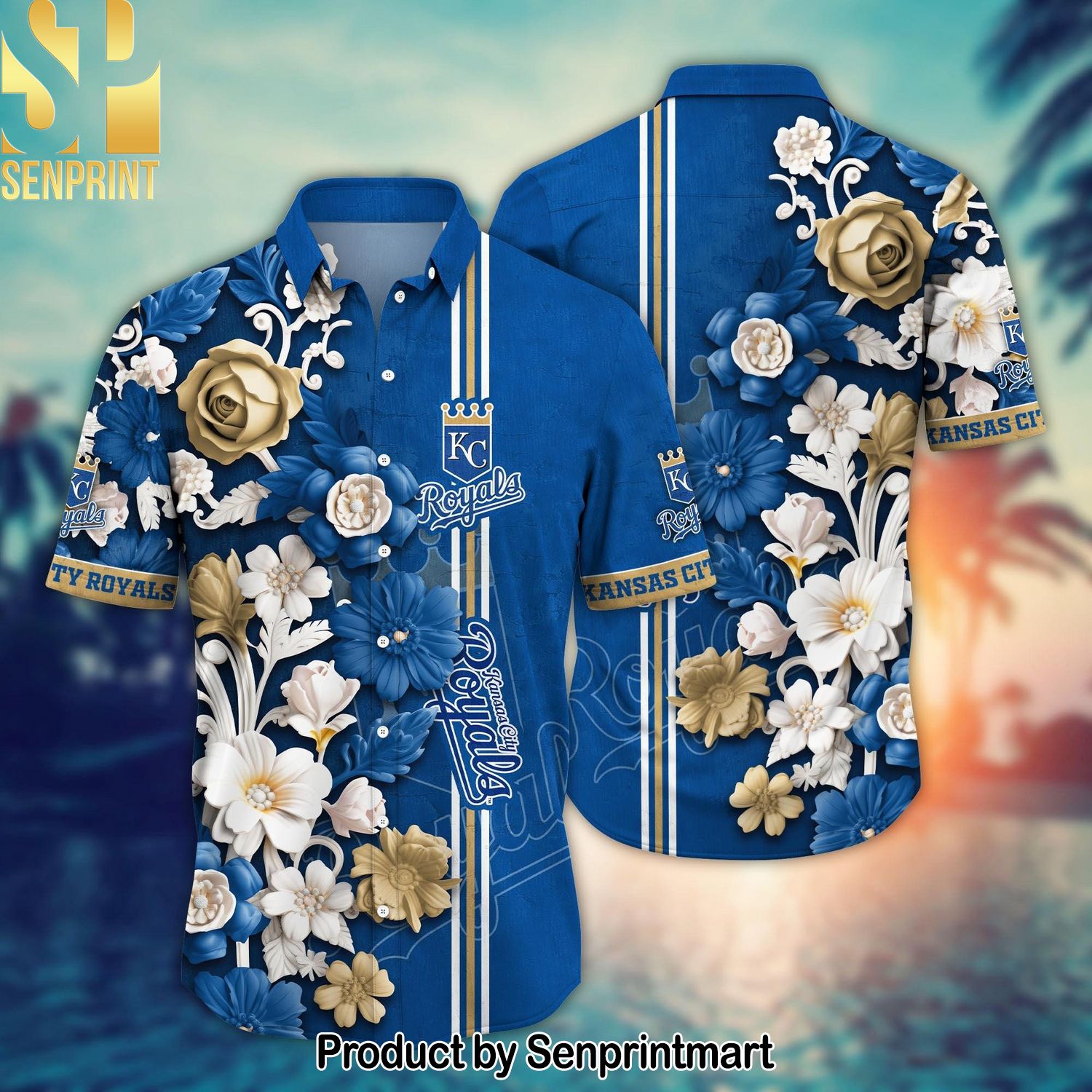 Kansas City Royals MLB Flower Summer Football All Over Printed Unisex Hawaiian Print Aloha Button Down Short Sleeve Shirt