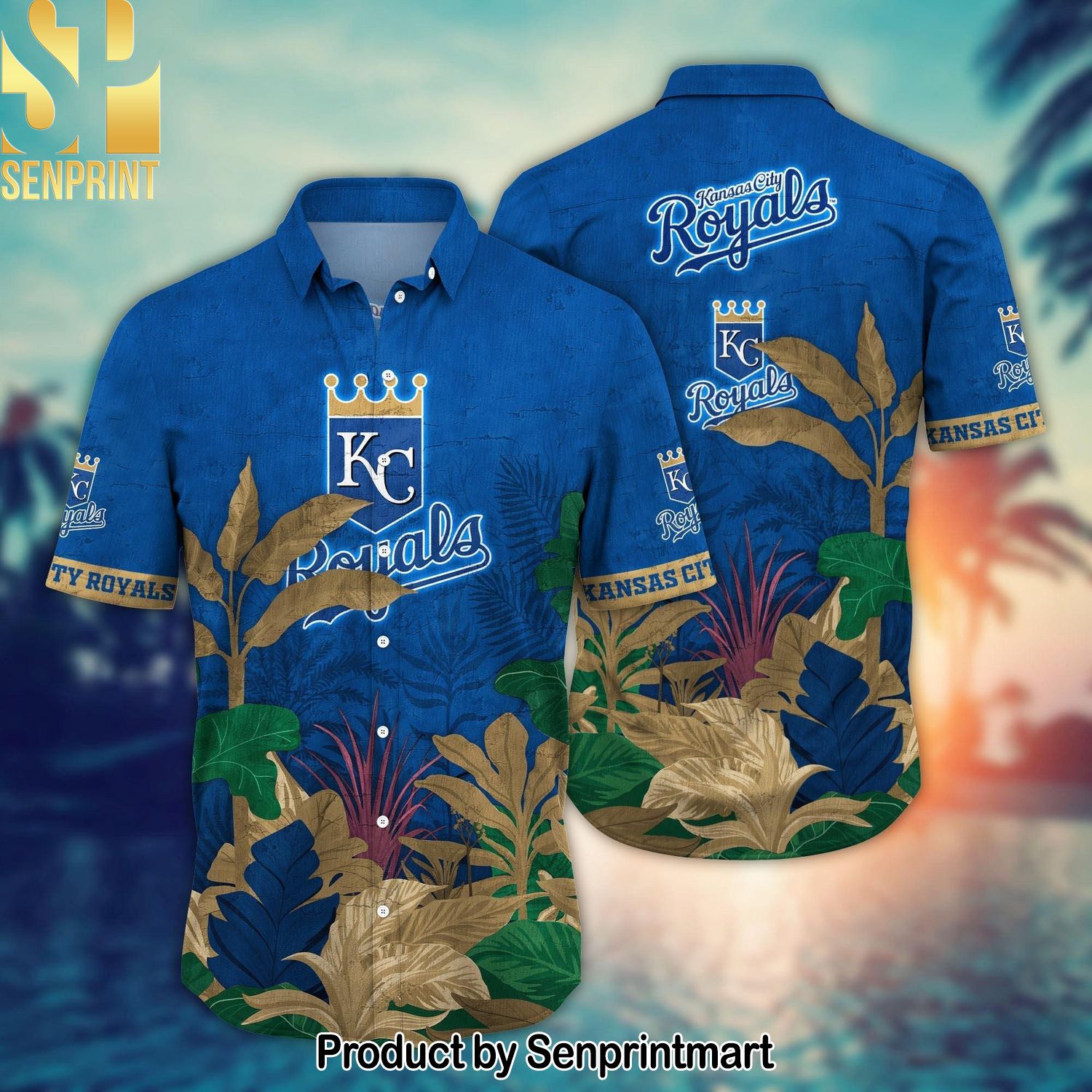 Kansas City Royals MLB Flower Summer Football Full Print Hawaiian Print Aloha Button Down Short Sleeve Shirt