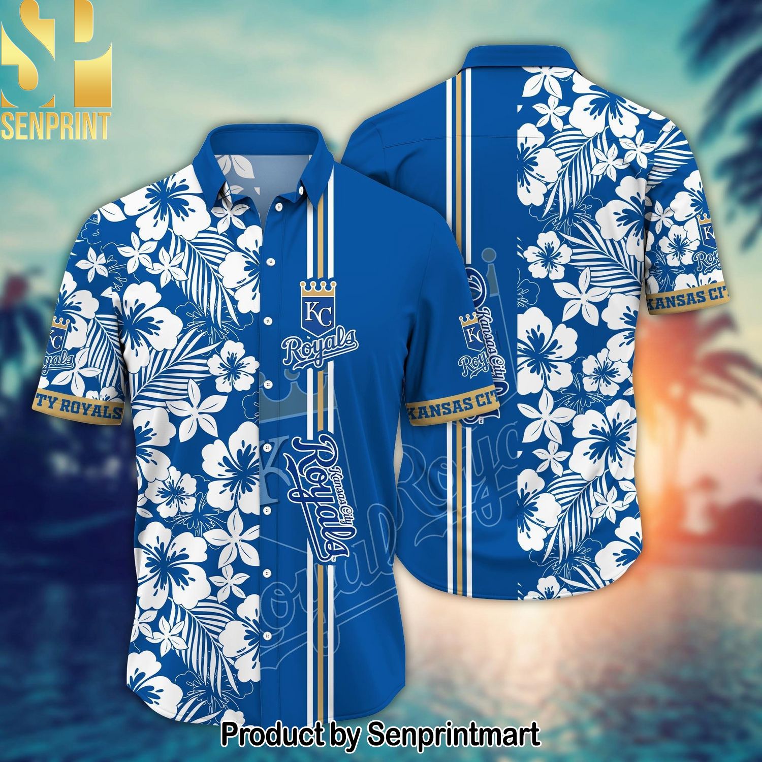 Kansas City Royals MLB Flower Summer Football Full Printed Classic Hawaiian Print Aloha Button Down Short Sleeve Shirt