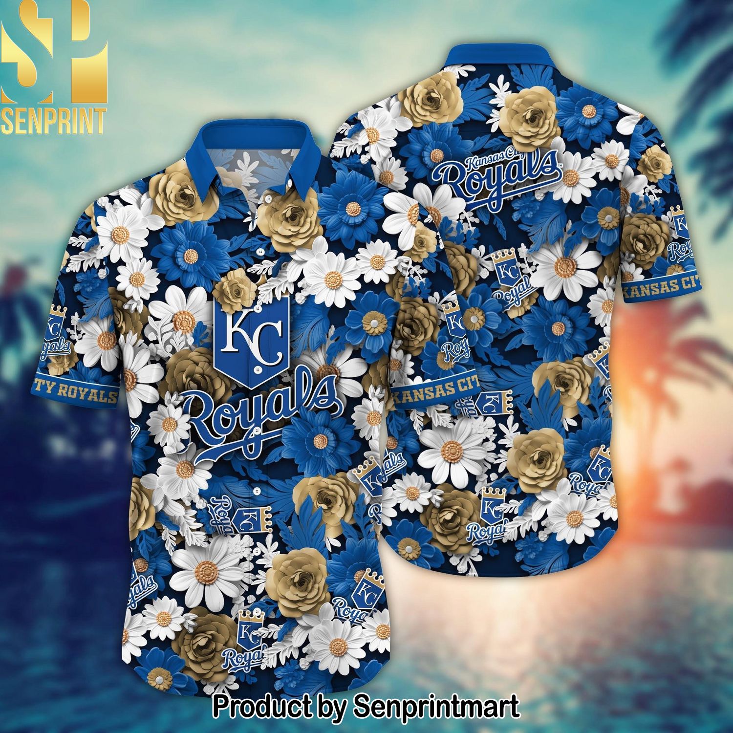 Kansas City Royals MLB Flower Summer Football Full Printing 3D Hawaiian Print Aloha Button Down Short Sleeve Shirt
