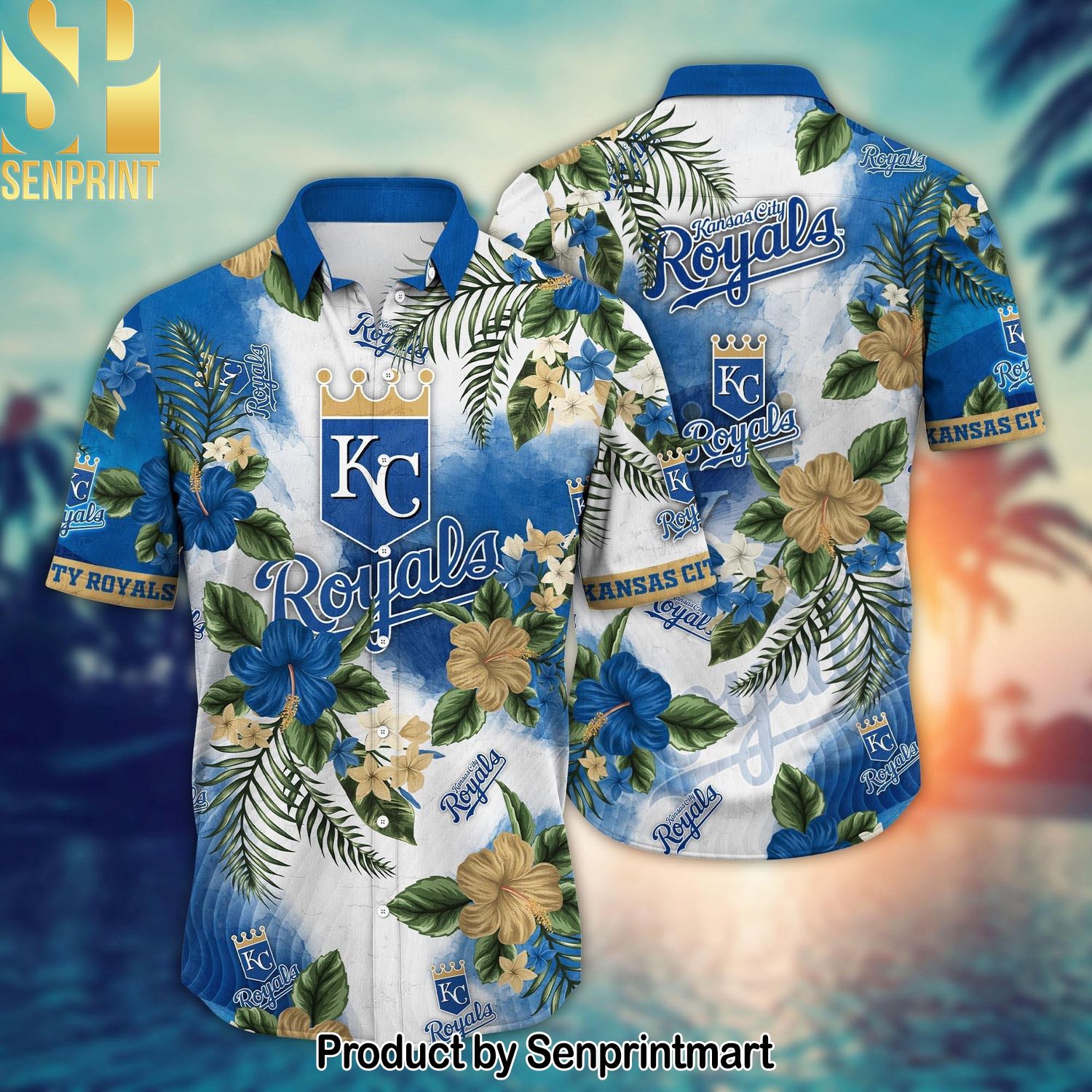 Kansas City Royals MLB Flower Summer Football New Outfit Full Printed Hawaiian Print Aloha Button Down Short Sleeve Shirt