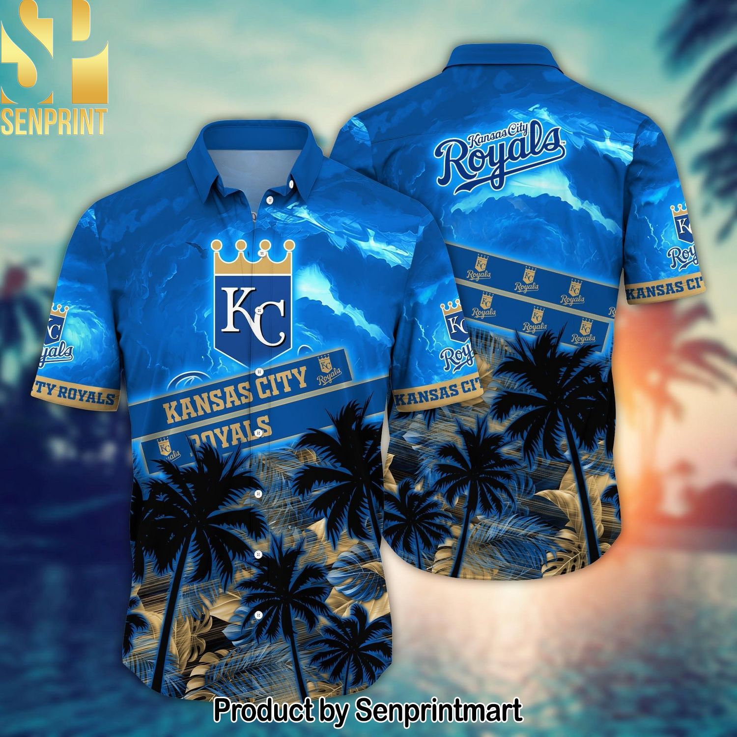 Kansas City Royals MLB Flower Summer Football Street Style All Over Print Hawaiian Print Aloha Button Down Short Sleeve Shirt