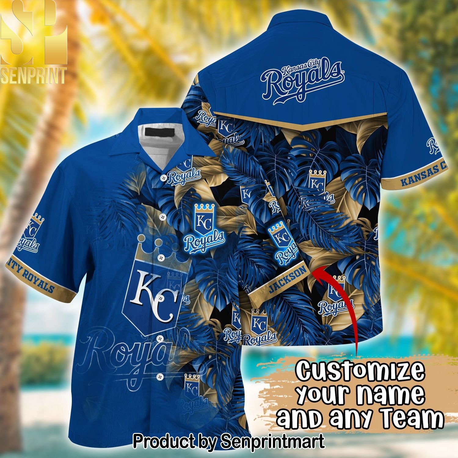 Kansas City Royals MLB Summer nd T Custom Football 3D All Over Print Hawaiian Print Aloha Button Down Short Sleeve Shirt