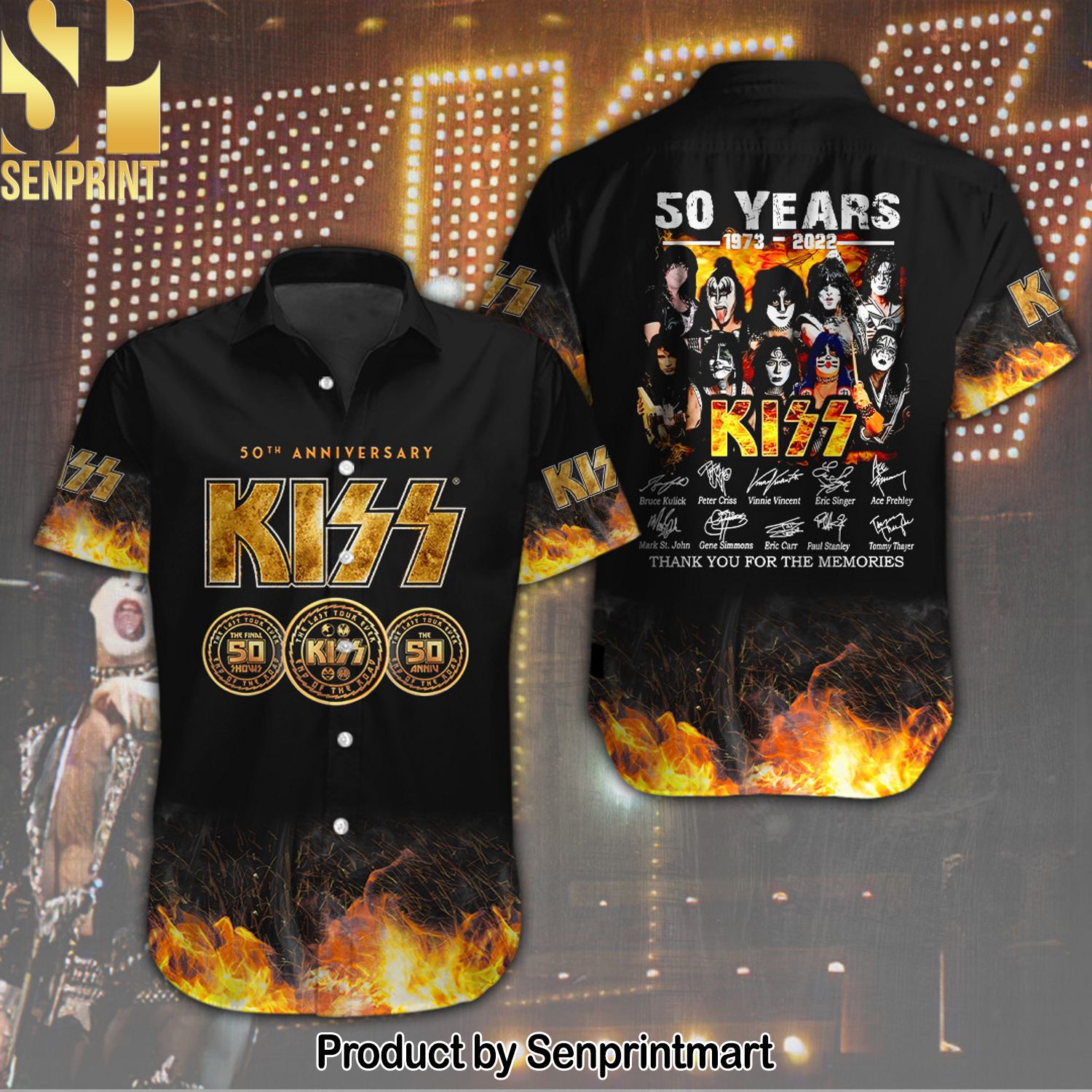 Kiss Band For Fans All Over Printed Unisex Hawaiian Print Aloha Button Down Short Sleeve Shirt