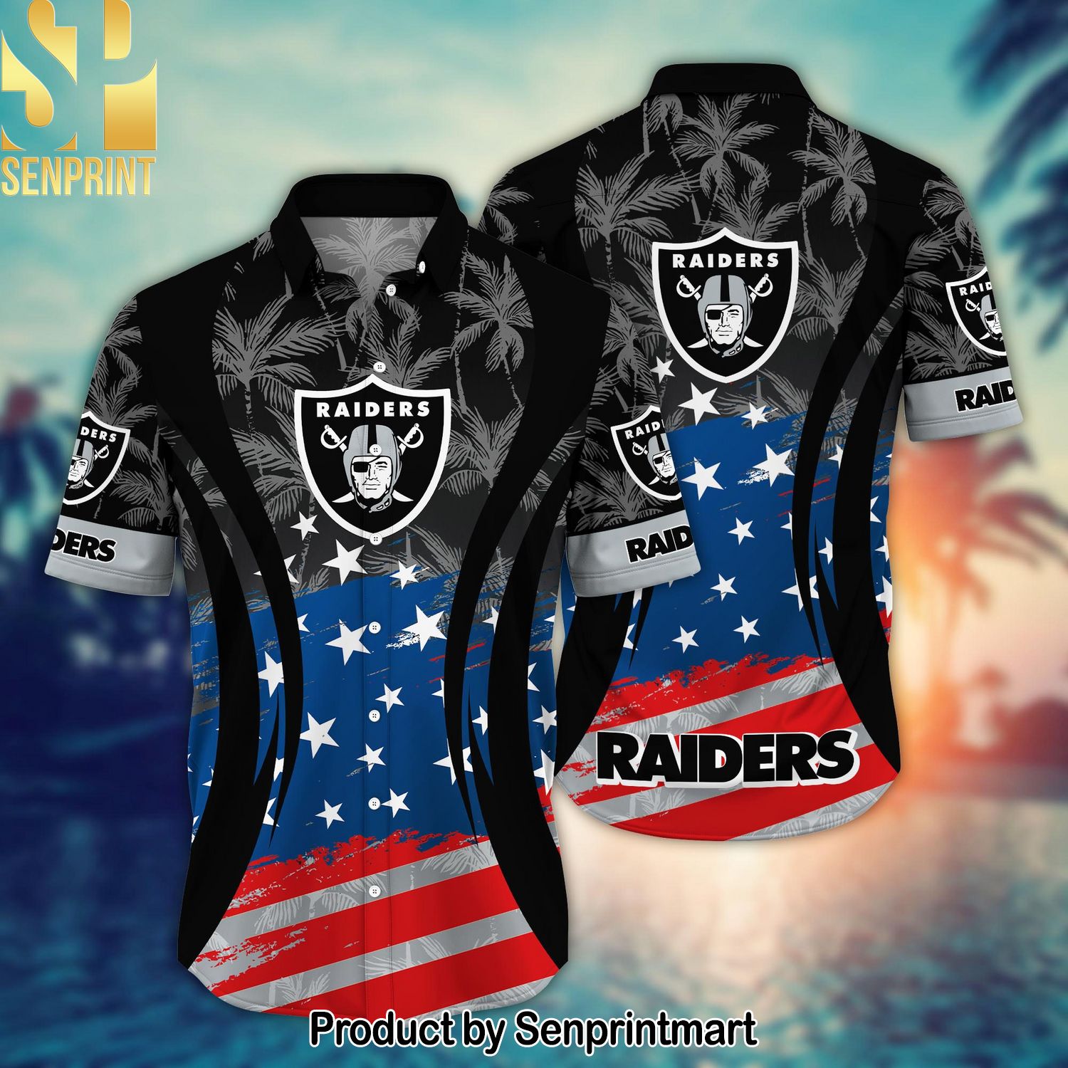 Las Vegas Raiders National Football League Summer 4th Of July USA Flag For Sport Fans 3D Hawaiian Shirt