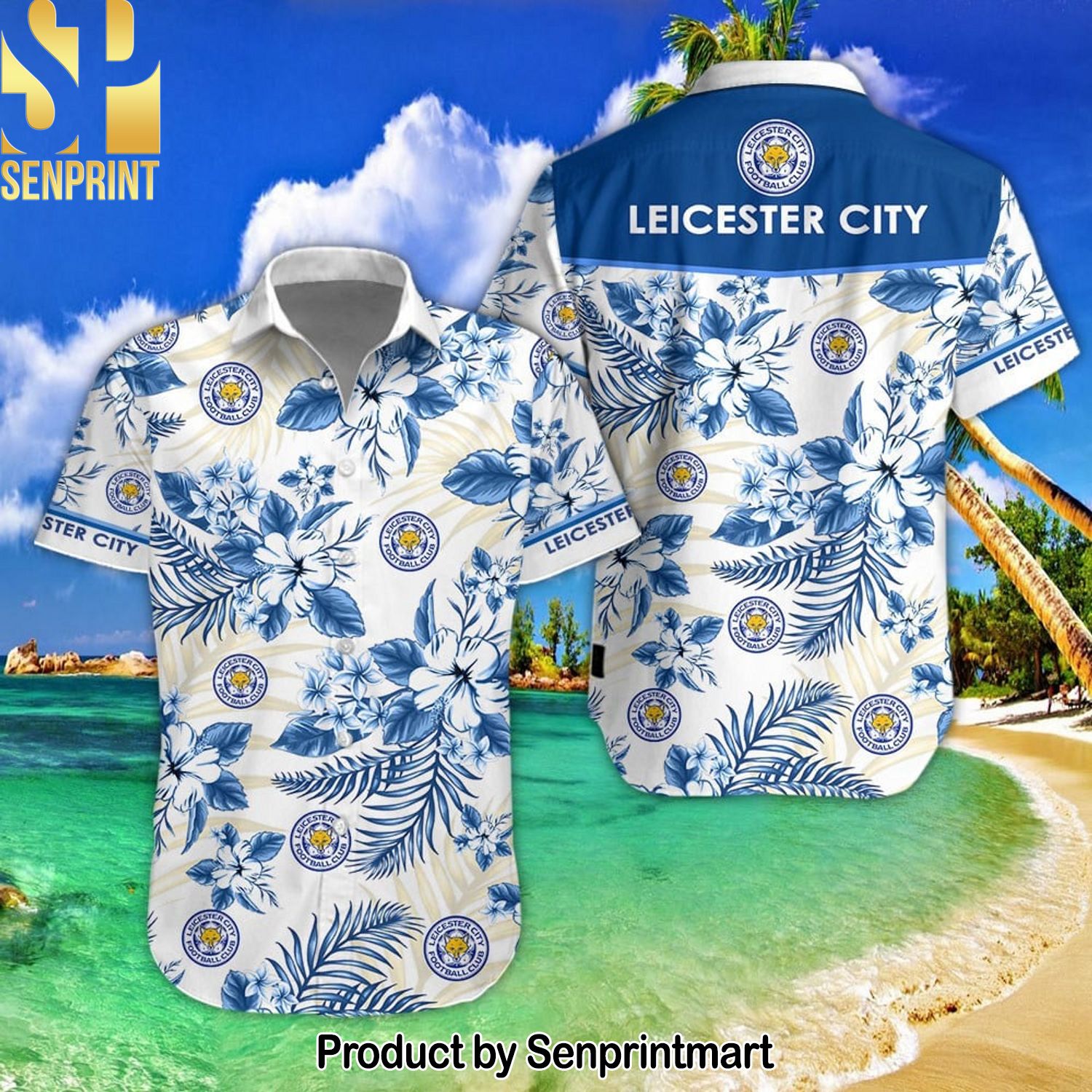 Leicester City Football Club Full Printing 3D Hawaiian Print Aloha Button Down Short Sleeve Shirt