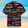 Metallica Band Rock Band Cool Version Hawaiian Print Aloha Button Down Short Sleeve Shirt