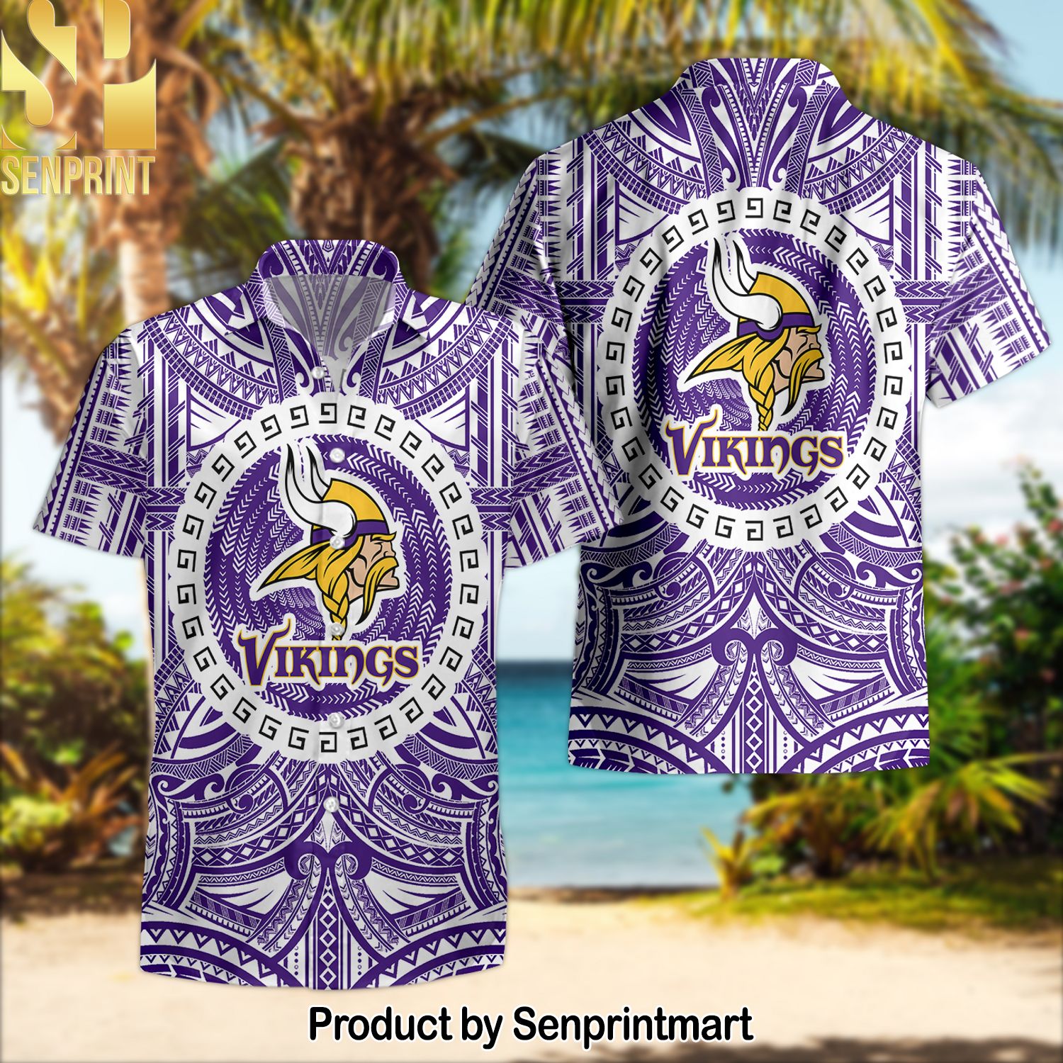 Minnesota Vikings National Football League Polynesian Tattoo For Fans 3D Hawaiian Shirt