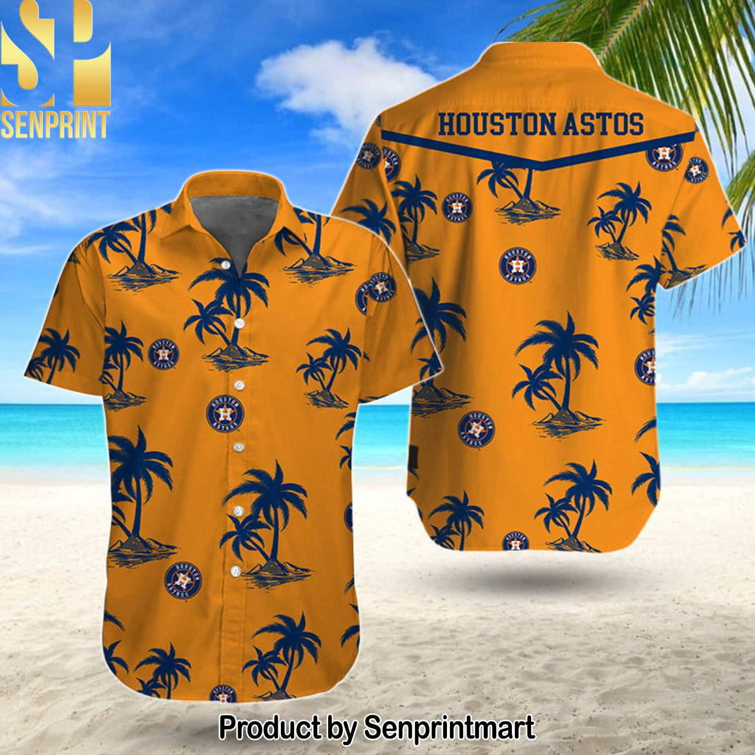 MLB Houston Astros New Style Full Print Hawaiian Print Aloha Button Down Short Sleeve Shirt