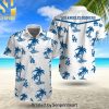 MLB Miami Marlins Full Printed Classic Hawaiian Print Aloha Button Down Short Sleeve Shirt