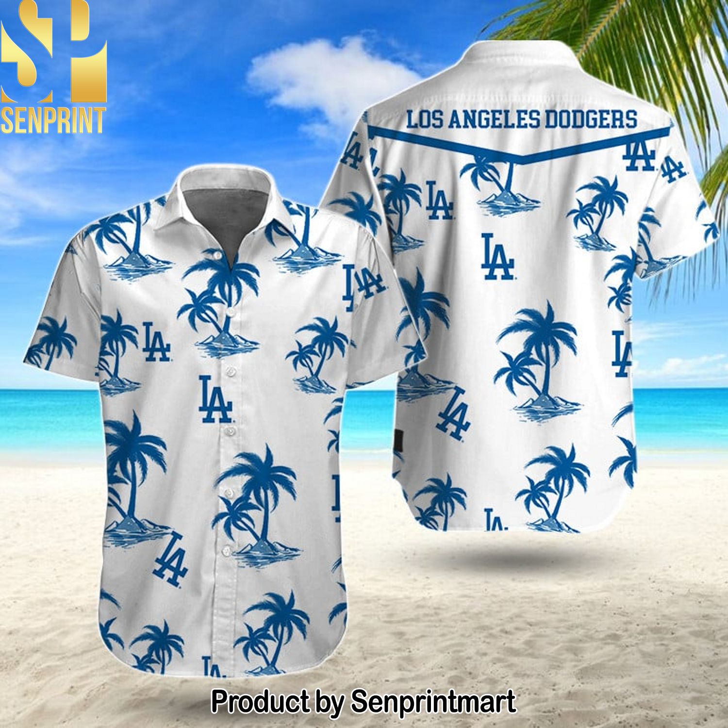 MLB Los Angeles Dodgers Best Combo 3D Hawaiian Print Aloha Button Down Short Sleeve Shirt