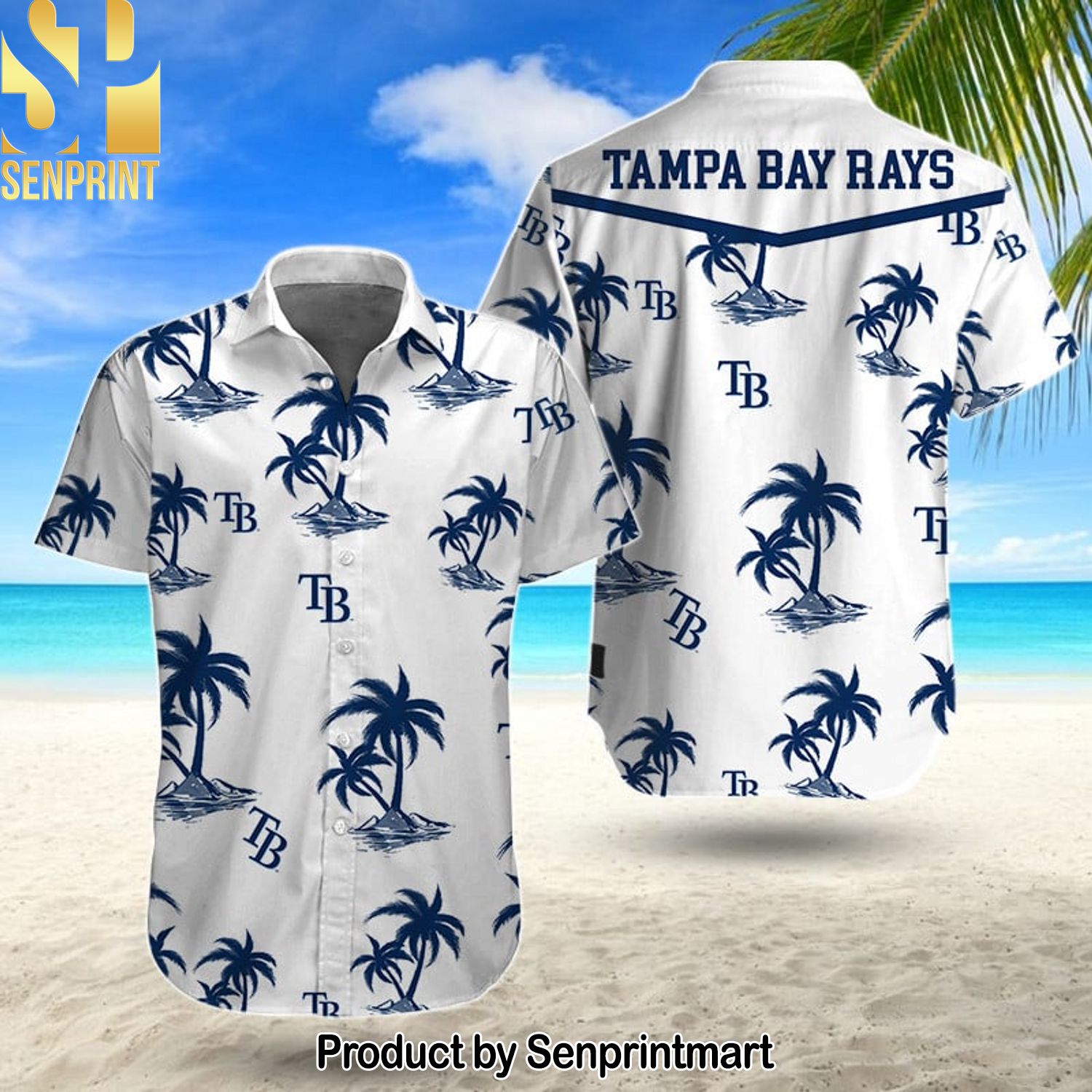 MLB Tampa Bay Rays Full Printing 3D Hawaiian Print Aloha Button Down Short Sleeve Shirt
