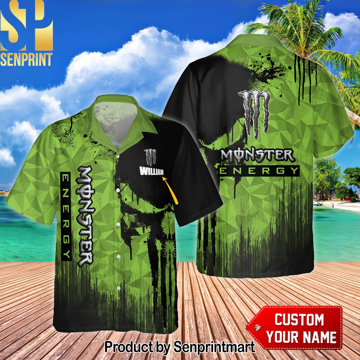 Monster Energy Skull For Fan All Over Print Hawaiian Shirt