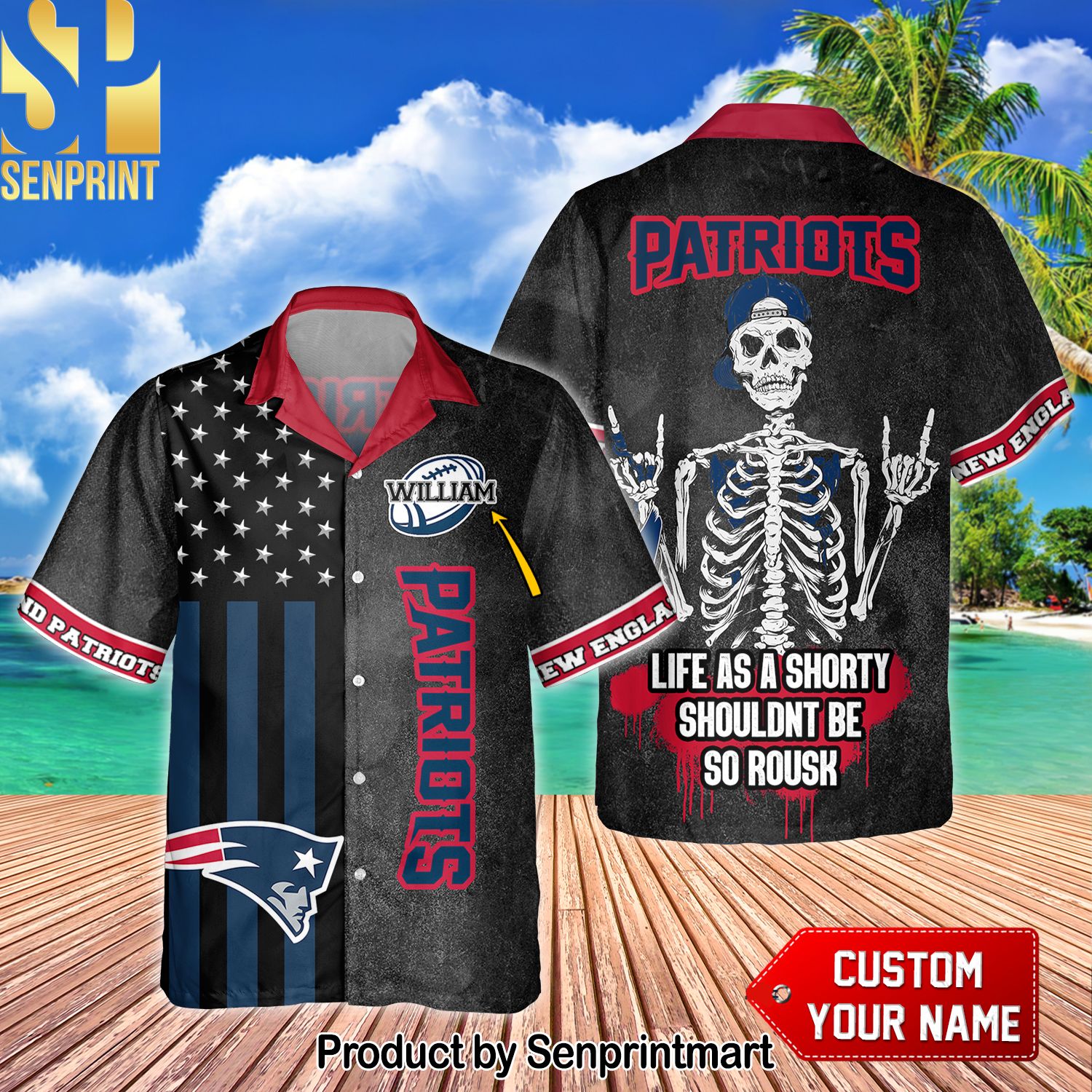 National Football League New England Patriots Skull Ready To Fight Custom Name For Fan Full Printed Hawaiian Shirt