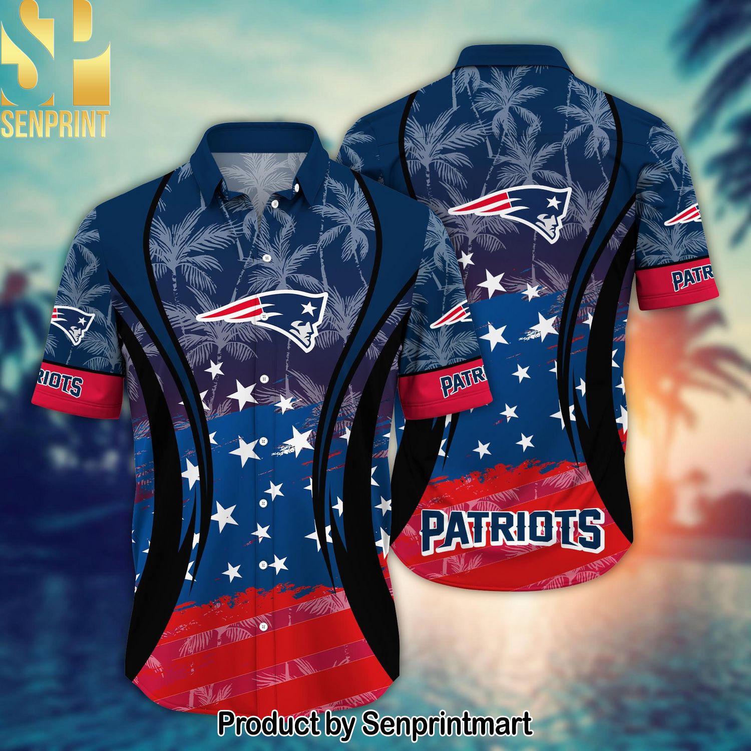 New England Patriots National Football League Summer 4th Of July USA Flag For Sport Fans All Over Printed Hawaiian Shirt