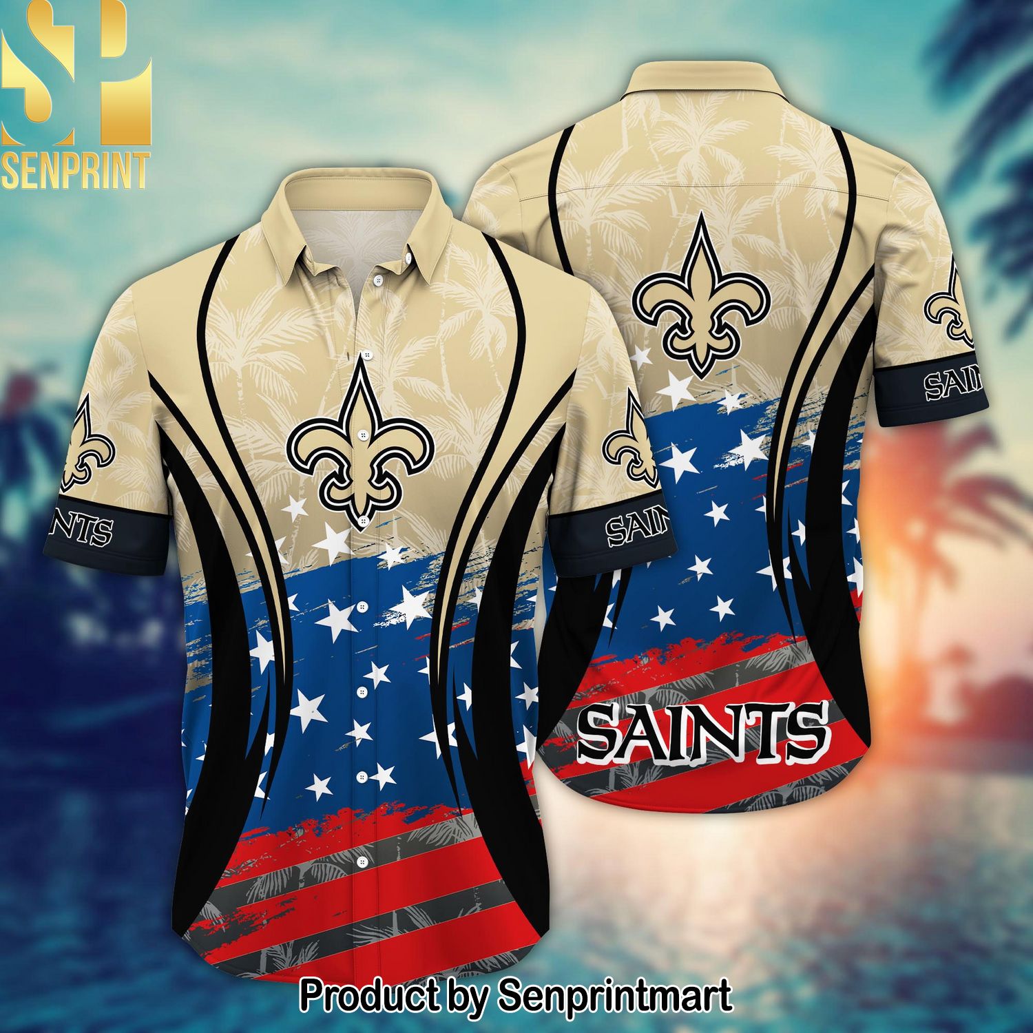 New Orleans Saints National Football League Summer 4th Of July USA Flag For Fan Full Printed Hawaiian Shirt