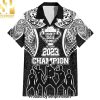 New Zealand Long Sleeve Rugby Champions Black New Version Hawaiian Print Aloha Button Down Short Sleeve Shirt