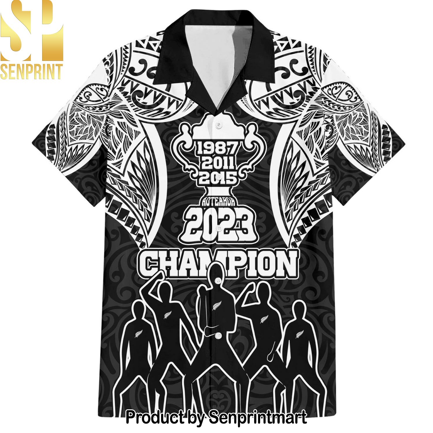 New Zealand Rugby Aotearoa Champion Cup History with Haka Dance 3D All Over Printed Hawaiian Print Aloha Button Down Short Sleeve Shirt