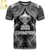 New Zealand Rugby Aotearoa Champion Cup History with Silver Fern Full Print Classic Hawaiian Print Aloha Button Down Short Sleeve Shirt