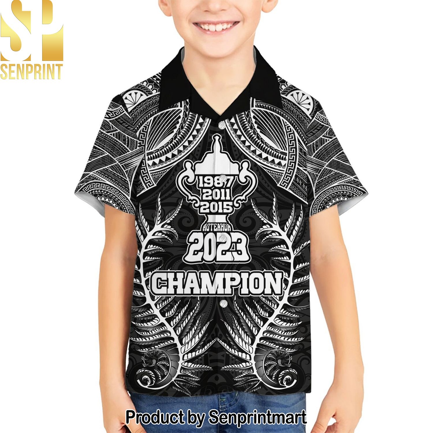 New Zealand Rugby Aotearoa Champion Cup History with Silver Fern Hot Fashion 3D Hawaiian Print Aloha Button Down Short Sleeve Shirt