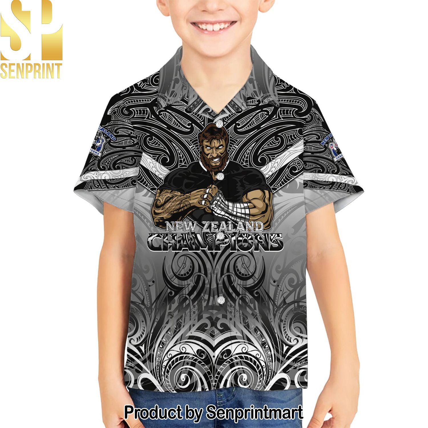 New Zealand Rugby Aotearoa Champions Hot Outfit All Over Print Hawaiian Print Aloha Button Down Short Sleeve Shirt